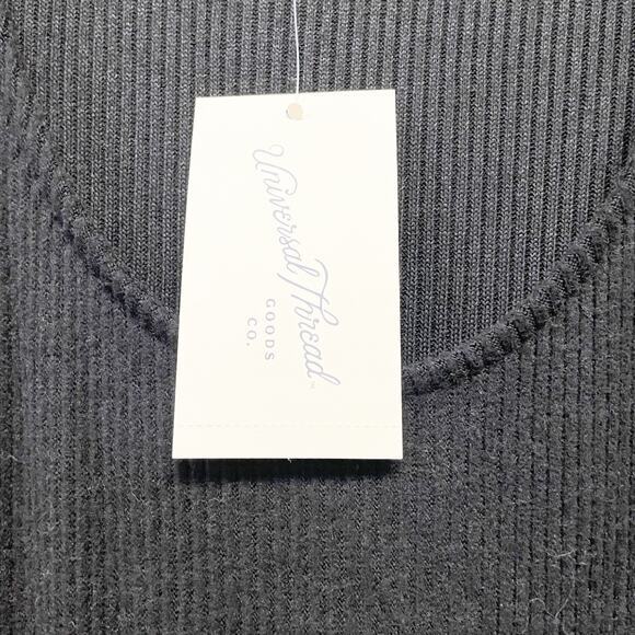 Universal Thread Women's Ribbed Drop Waist Knit Midi Slip Dress Black Size XS - Picture 5 of 6